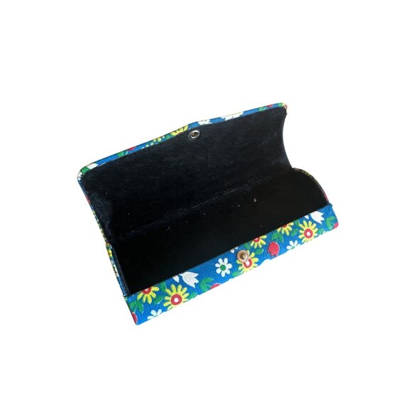 Floral Print Glasses Case With Snap Closure & Black Interior Vintage 70s - Picture 3 of 4